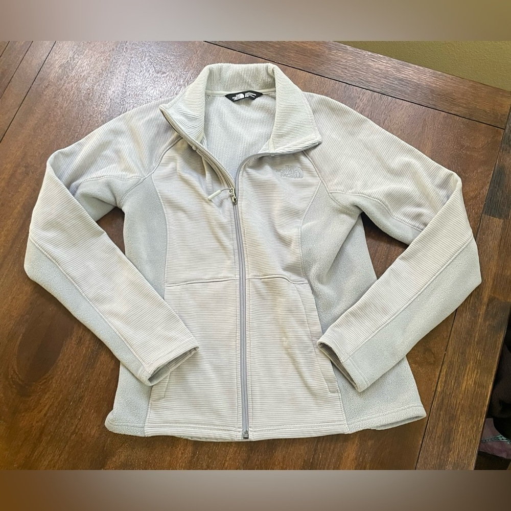 The North Face Soft Fleece Jacket Gray Full Zip Pockets Outdoor Coastal Women M